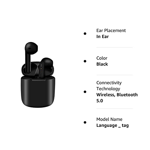 Wireless Earbuds Bluetooth 5.0 Headphones with 30H Cycle Playtime Built-in Mic IPX6 Waterproof Headsets with Charging Case for in-Ear Buds (Black)