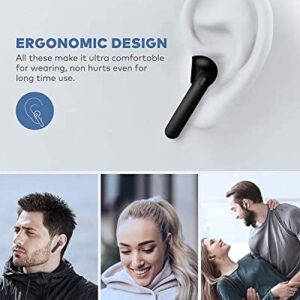 Wireless Earbuds Bluetooth 5.0 Headphones with 30H Cycle Playtime Built-in Mic IPX6 Waterproof Headsets with Charging Case for in-Ear Buds (Black)