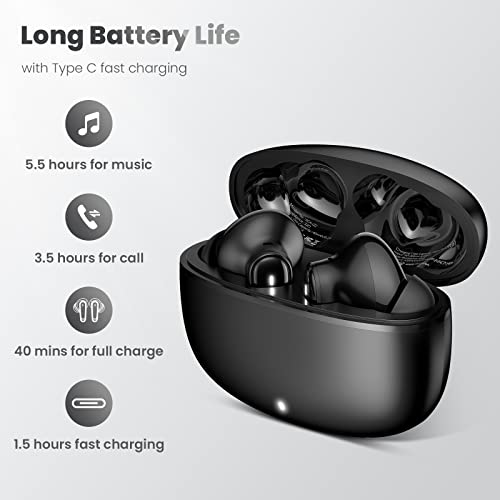 Wireless Earbuds for iPhone 14 Pro Max 13,5.2 Bluetooth Headphones Noise Canceling Ear Buds with Mic Touch Control Bass Stereo Earbuds for Samsung S23 Ultra S22 A53 Pixel 7 Pro 6 Android Phone Earbuds