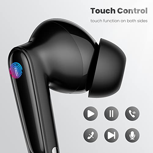 Wireless Earbuds for iPhone 14 Pro Max 13,5.2 Bluetooth Headphones Noise Canceling Ear Buds with Mic Touch Control Bass Stereo Earbuds for Samsung S23 Ultra S22 A53 Pixel 7 Pro 6 Android Phone Earbuds