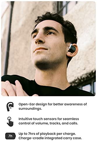 Cleer Audio ARC Open-Ear True Wireless Headphones with Touch Controls, Long-Lasting Battery Life, Touch Control, and Powerful Audio for Music, Podcasts, and More (Blue)