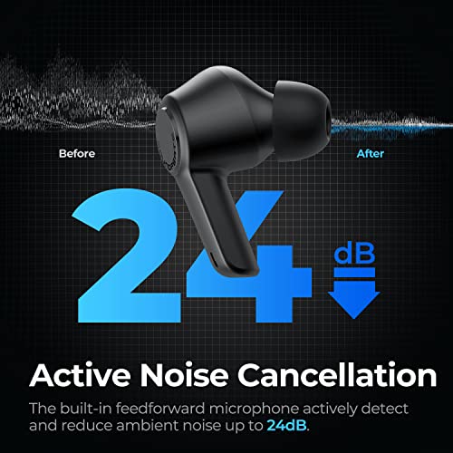 SoundPEATS T3 Wireless Earbuds Active Noise Cancelling Bluetooth 5.2 Headphones in-Ear ANC Earphones with Transparency Mode, Sound+ AI ENC Tech for Clear Calls, Touch Control, Immersive Stereo Sound