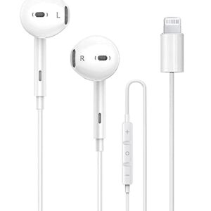 Apple Earbuds Wired iPhone Headphones, Earphones with Lightning Noise Isolating [Apple MFi Certified] Built-in Microphone & Volume Control Compatible with iPhone 14/13/12/11/XR/XS/X/7/7 Plus/8/8Plus