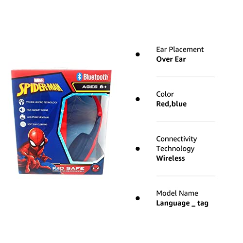 Spider Man Bluetooth Kid Safe Headphones Over The Ear Padded Cushions Flying on a Web Design