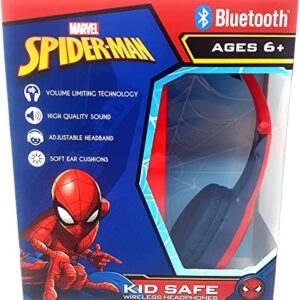 Spider Man Bluetooth Kid Safe Headphones Over The Ear Padded Cushions Flying on a Web Design