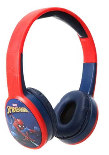 Spider Man Bluetooth Kid Safe Headphones Over The Ear Padded Cushions Flying on a Web Design