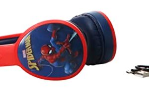 Spider Man Bluetooth Kid Safe Headphones Over The Ear Padded Cushions Flying on a Web Design