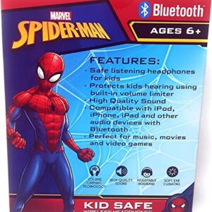 Spider Man Bluetooth Kid Safe Headphones Over The Ear Padded Cushions Flying on a Web Design