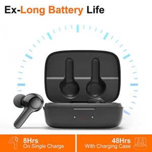 kurdene Bluetooth Wireless Ear Buds, with [Solar Power] Charging Case, Premium Deep Bass Stereo Ear Buds Light-Weight Bluetooth Headphones Built-in Microphone Earphones for iPhone,Android