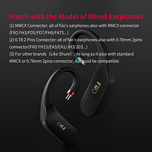 FiiO UTWS5 Amplifier Bluetooth Earbuds Hook Wireless 96kHz/24bit High Resolution Bluetooth 5.2 Standard MMCX 30hrs Battery Life IPX4