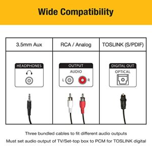 HomeSpot Wireless Neckband Headphones for TV Watching with Bluetooth 5.3 aptX LL Transmitter No Delay Lightweight High Volume Ideal for Seniors 3.5mm Aux RCA TOSLINK Optical