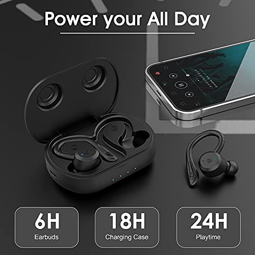 APEKX Sport in-Ear TWS Headphone True Wireless Bluetooth 5.1 Sports Earphone, IPX7 Waterproof Stereo Sound, Built-in Mic Earphones for Sports Gym Workouts(Black)