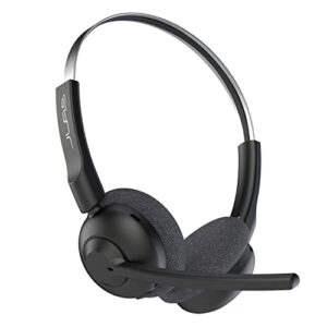 jlab go work pop on-ear wireless headset | black | 50+ hours playtime | bluetooth multipoint | rotating boom mic | noise canceling mems microphone | light-weight and portable | for pc/mac or mobile