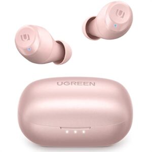 ugreen hitune wireless earbuds bluetooth 5.0, aptx hifi stereo wireless headphones with built-in mic, cvc 8.0 clear call bluetooth earbuds, wireless earphones with deep bass, 27h playtime rosegold