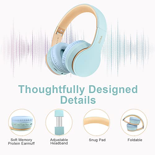 I LOVE EF IFECCO Wireless Bluetooth Headphones Over Ear with Build-in Microphone and 3.5mm Cable for Wired Headset Mode with HD Stereo Sound Soft Earpads Long Battery Life