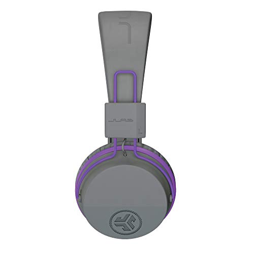 JLab Audio JBuddies Studio Bluetooth On-Ear Kids Headphones | 13 Hour Battery Life | Studio Volume Safe | Volume Limiter | Folding | Adjustable | Noise Isolation | with Mic | Gray/Purple