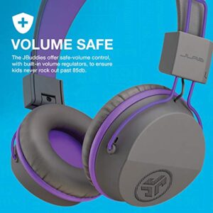 JLab Audio JBuddies Studio Bluetooth On-Ear Kids Headphones | 13 Hour Battery Life | Studio Volume Safe | Volume Limiter | Folding | Adjustable | Noise Isolation | with Mic | Gray/Purple