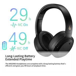 Edifier Bluetooth Headphones with Active Noise Cancelling, 49H Playtime Wireless Bluetooth Headset with Deep Bass Hi-Res Audio, Lightweight,Comfortable Ear Cups, for Travel, Home Office,W820NB,Black