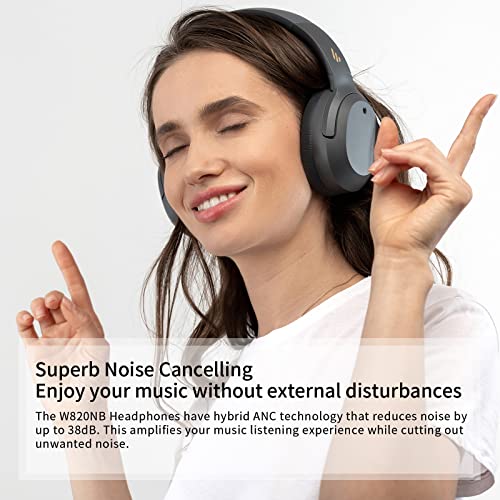 Edifier Bluetooth Headphones with Active Noise Cancelling, 49H Playtime Wireless Bluetooth Headset with Deep Bass Hi-Res Audio, Lightweight,Comfortable Ear Cups, for Travel, Home Office,W820NB,Black