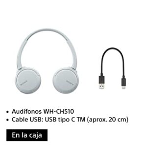 Sony Wireless Headphones WH-CH510: Wireless Bluetooth On-Ear Headset with Mic for Phone-Call, White (Amazon Exclusive)