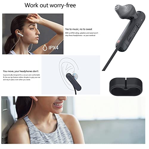 Sony Extra Bass Bluetooth Headphones, Best Wireless Sports Earbuds with Mic/Microphone, IPX4 Splashproof Stereo Comfort Gym Running Workout up to 8.5 Hour Battery, Black (International Version)