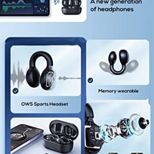 ZOUKAI Ear-Clip Bone Conduction Headphones Bluetooth 5.3, Painless Wireless Open Ear Clip on Earbuds,Waterproof Mini Sport Running Earring Earphones, Noise Cancelling/HiFi Quality/Long Battery Life