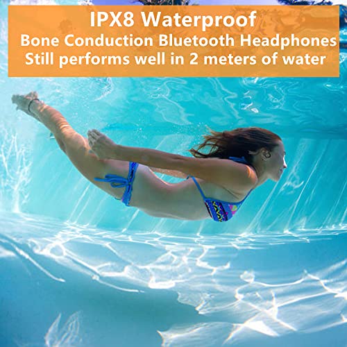 Swimming Bone Conduction Headphones, IPX8 Waterproof Earbuds, Bluetooth Open Ear Wireless Sports Headset with MP3 Play 16G Memory for Running Swimming (Black)