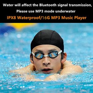 Swimming Bone Conduction Headphones, IPX8 Waterproof Earbuds, Bluetooth Open Ear Wireless Sports Headset with MP3 Play 16G Memory for Running Swimming (Black)