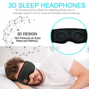 MOITA Sleep Headphones Bluetooth Sleep Mask, 3D Sleeping Eye Mask with Built-in Sponge Speakers, Wireless Bluetooth Headphones Sleep Mask for Sleeping, Napping, Travelling, Yoga, Meditation (Black)