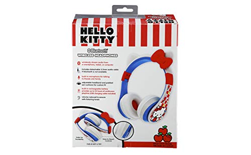 eKids Hello Kitty Kids Bluetooth Headphones, Wireless Headphones with Microphone Includes Aux Cord, Volume Reduced Kids Foldable Headphones for School, Home, or Travel