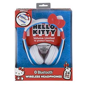 eKids Hello Kitty Kids Bluetooth Headphones, Wireless Headphones with Microphone Includes Aux Cord, Volume Reduced Kids Foldable Headphones for School, Home, or Travel