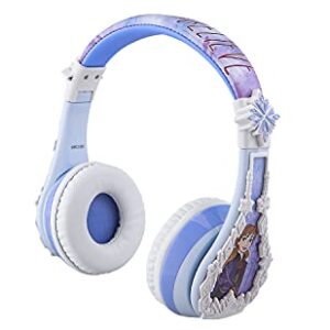 eKids Disney Frozen 2 Bluetooth Headphones with Microphone, Volume Reduced to Protect Hearing, Adjustable Wireless Headphones for School Home Travel, for Fans of Anna and Elsa