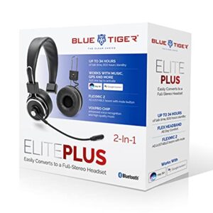 Blue Tiger Elite Plus Premium Single and Dual Ear Wireless Headset – Professional Truckers’ Noise Cancellation Head Set with Microphone – Long Battery Life, No Wires