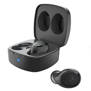 Motorola Moto Buds 100 - True Wireless Bluetooth Earbuds with Microphone – Lightweight, IPX5 Water Resistant, Touch-Control - Comfort Fit and Clear Sound - Includes Micro Charging Case - Black