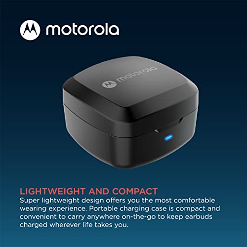 Motorola Moto Buds 100 - True Wireless Bluetooth Earbuds with Microphone – Lightweight, IPX5 Water Resistant, Touch-Control - Comfort Fit and Clear Sound - Includes Micro Charging Case - Black