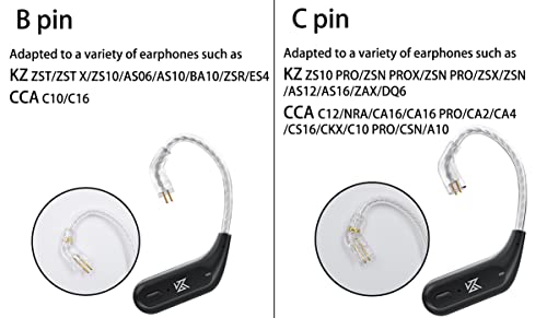 CCA KZ AZ09 Bluetooth 5.2 Module IEM Bluetooth Adapter Wireless Waterproof Ear Hook Extra Long Battery Life Bluetooth Cable for ​KZ ZS10 PRO/ZSN Pro X/ZSN PRO/ZSX/AS12/AS16/ZAX CRA/C12(C pin)