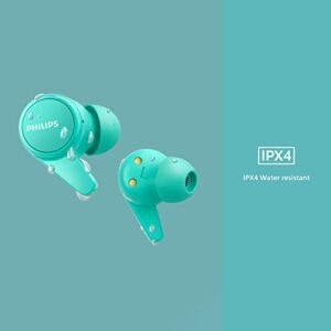 Philips T1207 True Wireless Headphones with Up to 18 Hours Playtime and IPX4 Water Resistance, Teal