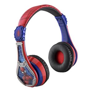 eKids Spiderman Bluetooth Kids Headphones with Microphone, Volume Reduced to Protect Hearing Rechargeable Battery, Adjustable Kids Headband for School Home or Travel