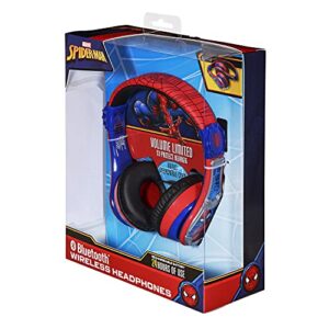 eKids Spiderman Bluetooth Kids Headphones with Microphone, Volume Reduced to Protect Hearing Rechargeable Battery, Adjustable Kids Headband for School Home or Travel