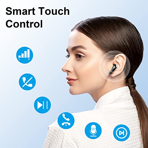 Wireless Earbud, ROMOKE Bluetooth 5.3 Headphones 35H HiFi Sterero Bluetooth Earbud with HD Mic, Dual LED Wireless Earphones Ear buds Sport IP7 Waterproof USB-C Mini Charging Case for Android iOS[2022]