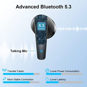 Wireless Earbud, ROMOKE Bluetooth 5.3 Headphones 35H HiFi Sterero Bluetooth Earbud with HD Mic, Dual LED Wireless Earphones Ear buds Sport IP7 Waterproof USB-C Mini Charging Case for Android iOS[2022]