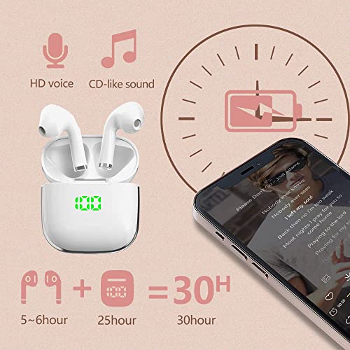 Bluetooth Headphones True Wireless Earbuds 30H Playtime LED Display in-Ear Headphones with Wireless Charging Case Waterproof Ear Buds with Microphone Earphones for iPhone Samsung Android Laptop Sports