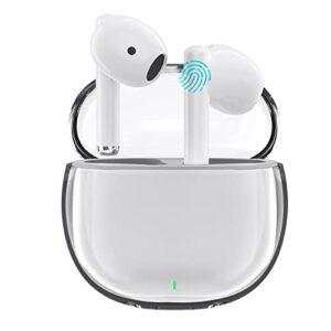 acaget wireless earbuds for samsung galaxy s22 s23 s21 s20 ultra, sport earphones touch control bluetooth headphones with over ear earhooks built-in mic headset for iphone 14 pro max 13 12 11 xr white