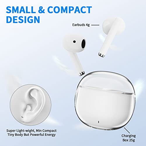 ACAGET Wireless Earbuds for Samsung Galaxy S22 S23 S21 S20 Ultra, Sport Earphones Touch Control Bluetooth Headphones with Over Ear Earhooks Built-in Mic Headset for iPhone 14 Pro Max 13 12 11 XR White