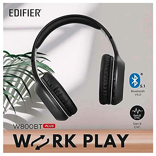 Edifier W800BT Plus Wireless Headphones Over-Ear Headset - Qualcomm® aptX - Bluetooth V5.1 - CVC™ 8.0 Call Noise Cancelling - 55H Playtime - Built-in Microphone - Physical Button and App Control