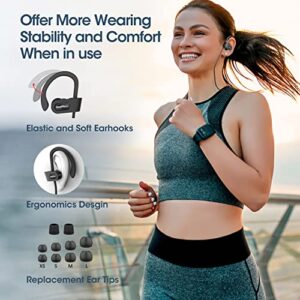 Sundmars Bluetooth Headphones, Running Headphones with 16 Hrs Playtime, HD Stereo Sports Earbuds IPX7 Waterproof/CVC6.0 Noise Cancelling Microphone Wireless Earphones, Headsets for Workout,Gym,Black