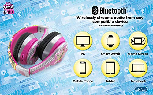 eKids LOL Surprise Kids Bluetooth Headphones, Wireless Headphones with Microphone Includes Aux Cord, Volume Reduced Kids Foldable Headphones for School, Home, or Travel