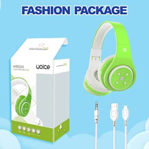 Kids Headphones Bluetooth Wireless 85db/110db Volume Limit Headset Fit for Aged 3-21 Over-Ear and Build-in Mic Wired & SD Card Mode Headphones for Boys Girls Travel School Phone Pad Tablet PC Green