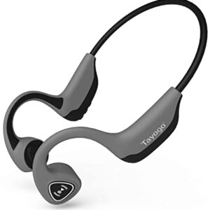 Tayogo Bone Conduction Headphones, Wireless Bluetooth Bone Conducting Earbuds, Open Ear Headset with Mic, for Running, Cycling, Yoga-Grey