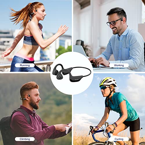 Tayogo Bone Conduction Headphones, Wireless Bluetooth Bone Conducting Earbuds, Open Ear Headset with Mic, for Running, Cycling, Yoga-Grey